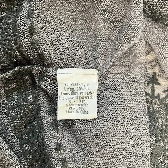 NWOT Johnny Was Biya Floral Mesh Embroidered Irregular Midi Dress Grey Size S - Picture 10 of 12